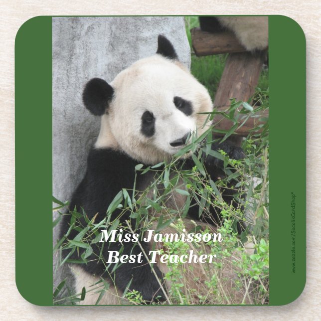 Cute Giant Panda, Best Teacher, Green, Set of 6  Coaster (Front)