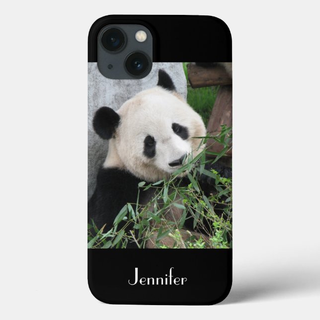 Cute Giant Panda Black Background, Name, Case-Mate iPhone Case (Back)