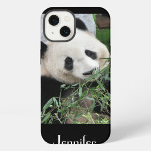 Cute Giant Panda Black Background, Name, iPhone 13 Case