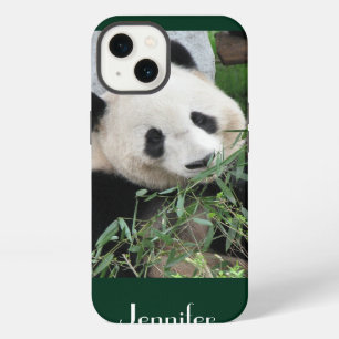 Cute Giant Panda Dark Green Background, Name, iPhone 13 Case