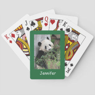 Cute Giant Panda, Green Background,  Playing Cards