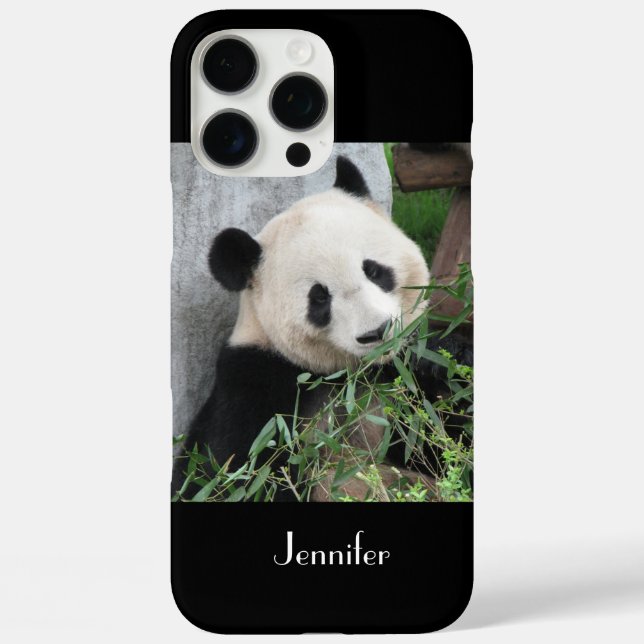 Cute Giant Panda, Name, Black Case-Mate iPhone Case (Back)