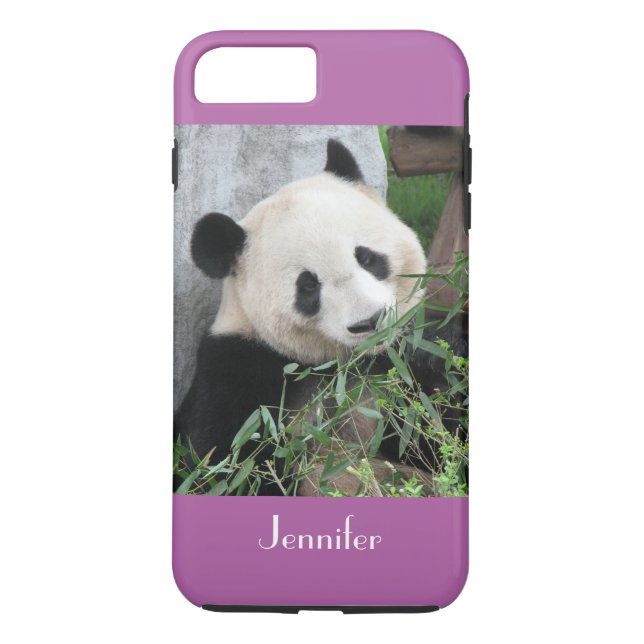 Cute Giant Panda, Purple, Radiant Orchid, Name Case-Mate iPhone Case (Back)
