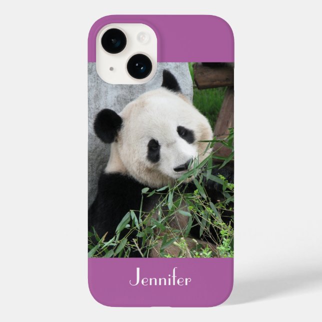 Cute Giant Panda, Purple, Radiant Orchid, Name,  Case-Mate iPhone Case (Back)