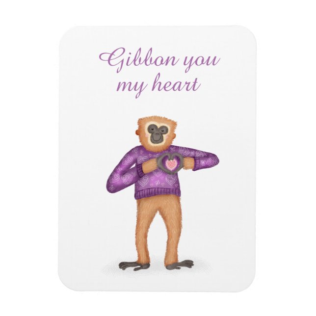 Cute gibbon magnet for a loved one (Vertical)