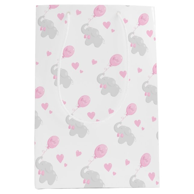 Cute Gift Bag Baby Shower Girl Elephant Balloon (Front)