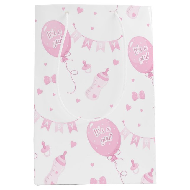 Cute Gift Bag Baby Shower It's a Girl Balloon (Front)