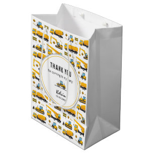 Cute Gift Bag Construction Dump Trucks Party Theme