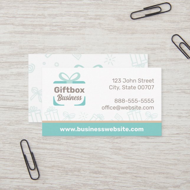Cute Gift Box Present Business Card (Front/Back In Situ)