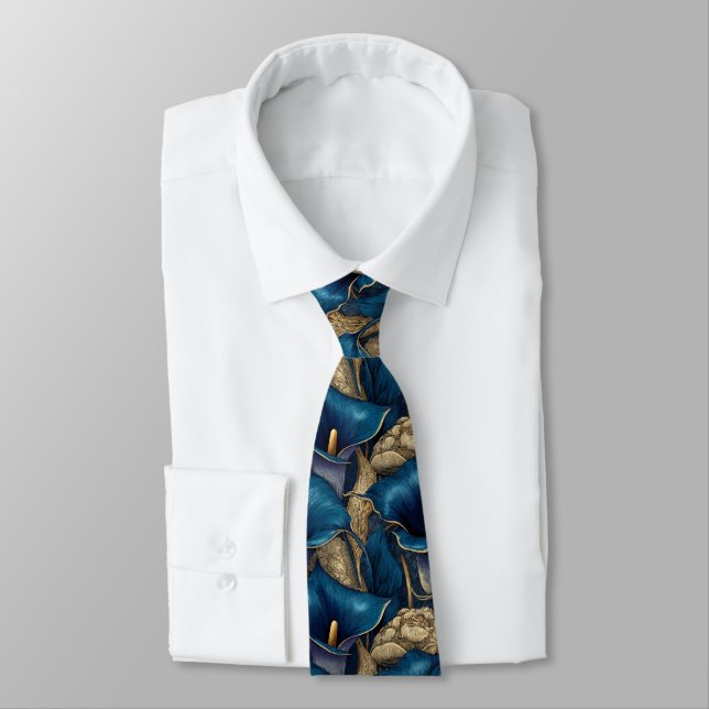 Cute Gift  For Boyfriend Calla Lilies Flower Tie (Tied)