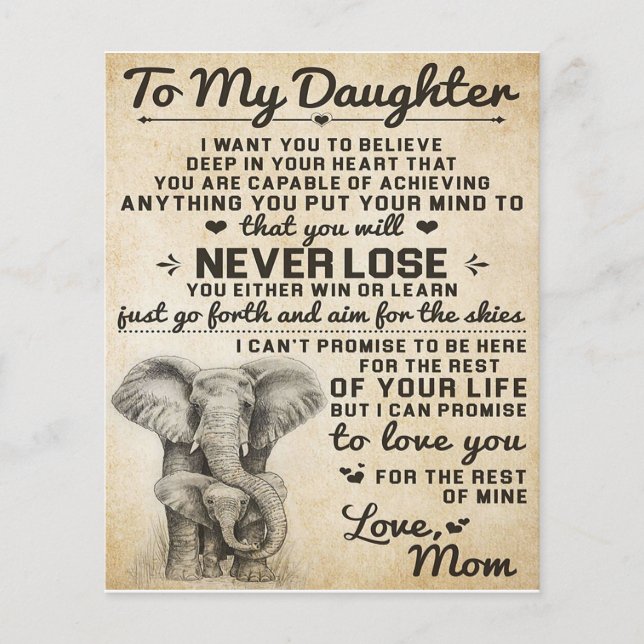 Cute Gift for Daughter, To My Daugjter Letter Flyer (Front)