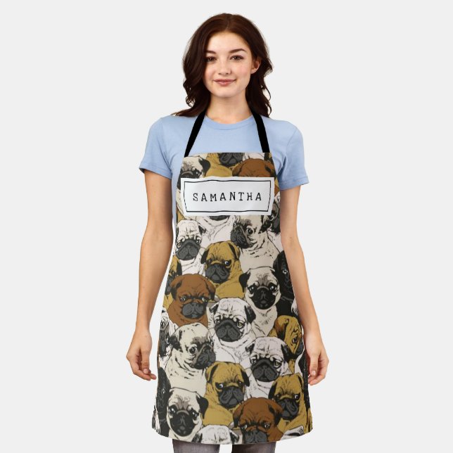 Cute Gift for Dog Lover Dog Mum/Dad Personalised Apron (Worn)