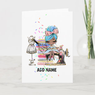 Cute Gift for Dress Maker, Seamstress Black Sewing Card