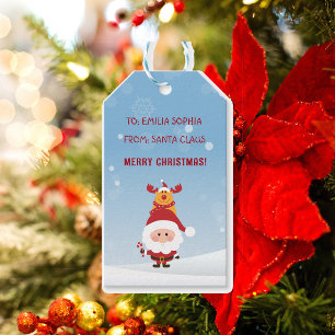 Cute Gift From Santa Claus For Kids, Rudolph Tags