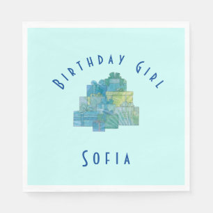 Cute Gifts for Birthday Girl Blue Green Napkin