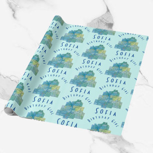 Cute Gifts for Birthday Girl Blue Green Wrapping Paper
