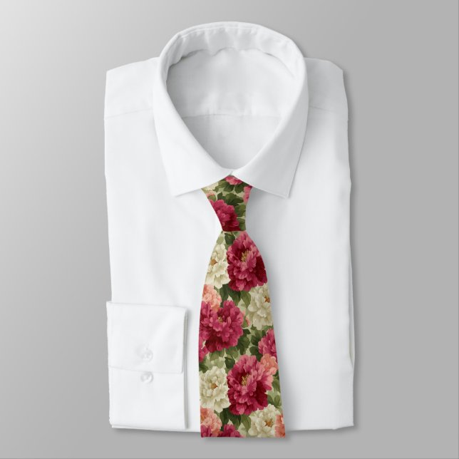 Cute Gifts For Men Peonies Tie (Tied)