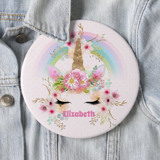 Cute Gifts Granddaughter Daughter UNICORN NAMED 6 Cm Round Badge (In Situ)