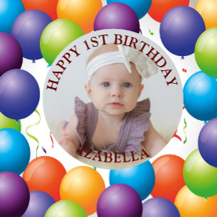 Cute Gifts Happy 1st birthday  6 Cm Round Badge