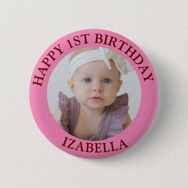 Cute Gifts Happy 1st birthday  6 Cm Round Badge (Front)