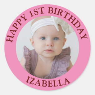 Cute Gifts Happy 1st birthday  Classic Round Sticker