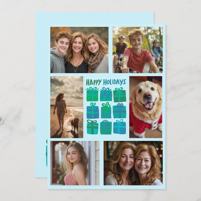 Cute Gifts Presents Hand-Drawn CUSTOM 6 PHOTO  Holiday Card (Front/Back)