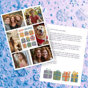 Cute Gifts Presents Hand-Drawn CUSTOM 6 PHOTO  Holiday Card