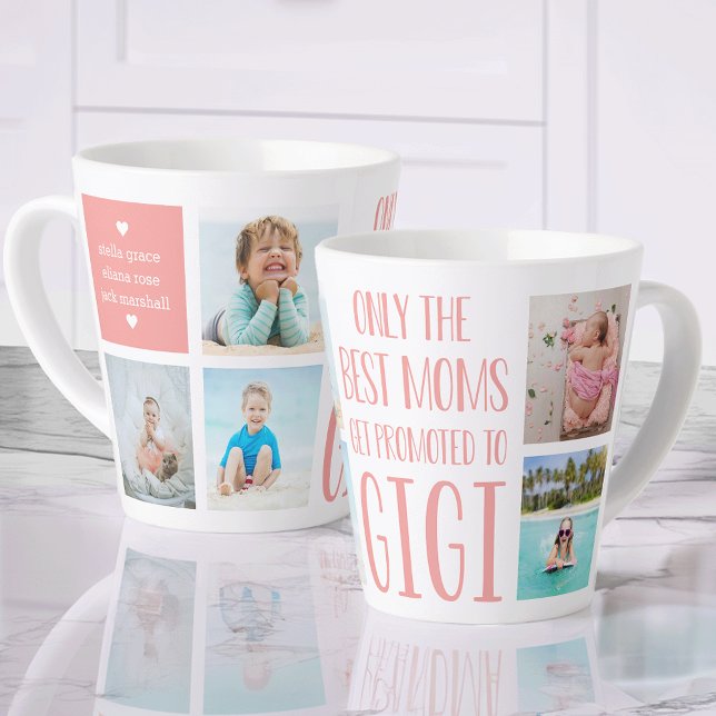 Cute Gigi Grandchildren Photo & Name Latte Mug (Creator Uploaded)