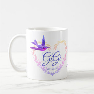 Cute Gigi Heart Hummingbird Purple Pink  Coffee Mug