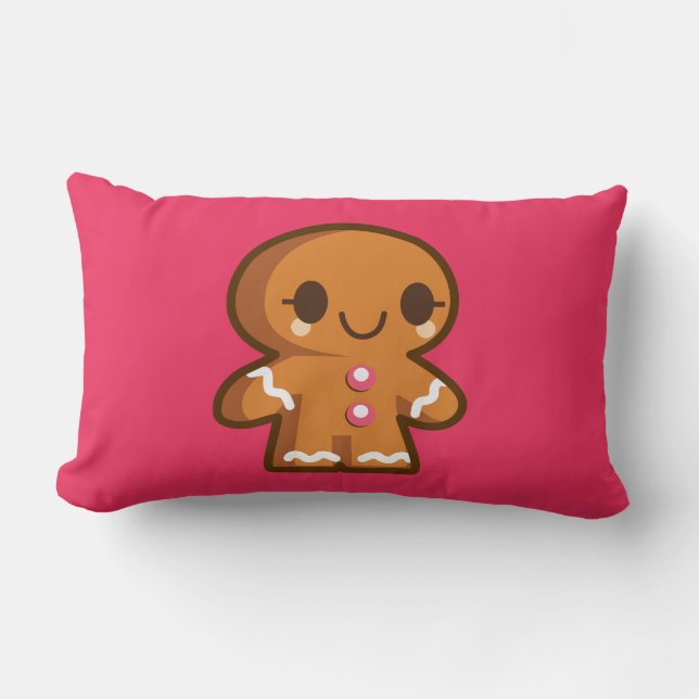 Cute Gingberbread Man Lumbar Cushion (Front)