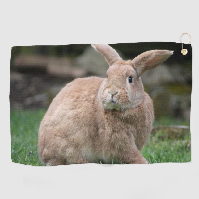 Cute ginger bunny with big ears    golf towel (Horizontal)