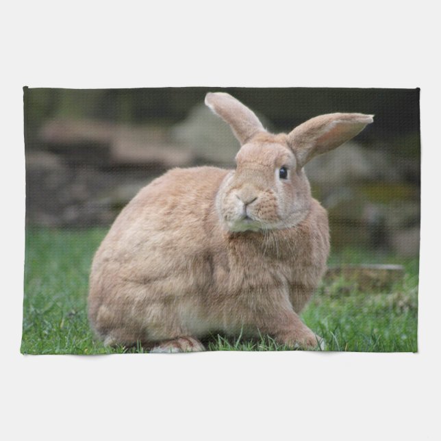 Cute ginger bunny with big ears  tea towel (Horizontal)