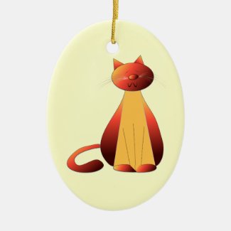 Cute Ginger Cat Art Ornament