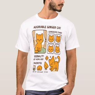 Cute Ginger Cat Expression Chart T-Shirt