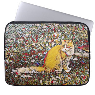 Cute ginger cat for a walk laptop sleeve