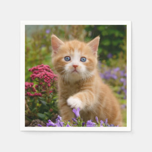 Cute Ginger Cat Kitten Face Baby Pet Animal Photo Napkin