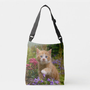 Cute Ginger Cat Kitten in a Garden Photo Crossbody Bag