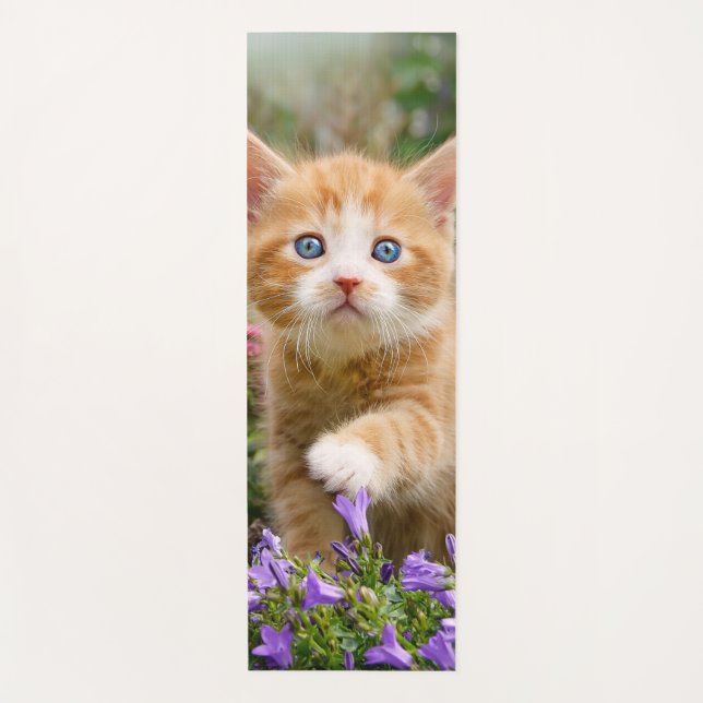 Cute Ginger Cat Kitten in a Garden Photo Portrait Yoga Mat (Front)