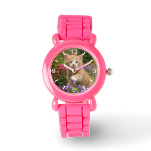 Cute Ginger Cat Kitten in Garden  girls dial-plate Watch