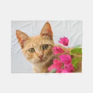Cute Ginger Cat Kitten is Watching You - Fleece Blanket