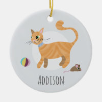 Cute Ginger Cat Paw Print Happy Holiday