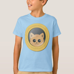 Cute Ginger Cat Peeking Through Boat Porthole T-Shirt
