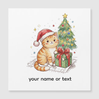 Cute Ginger Cat Santa Hat Christmas Ornament | Cat