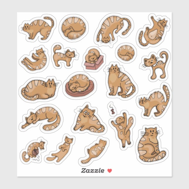 Cute Ginger-Cat Stickers (Sheet)