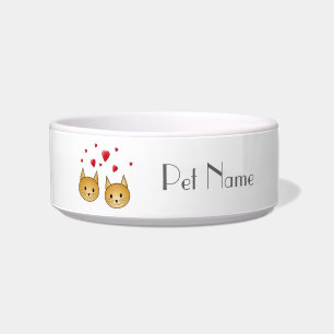 Cute Ginger cats. With Red Love Hearts. Bowl
