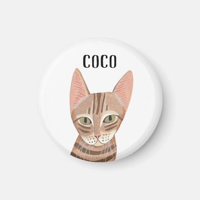 Cute ginger illustrated modern cat magnet (Front)