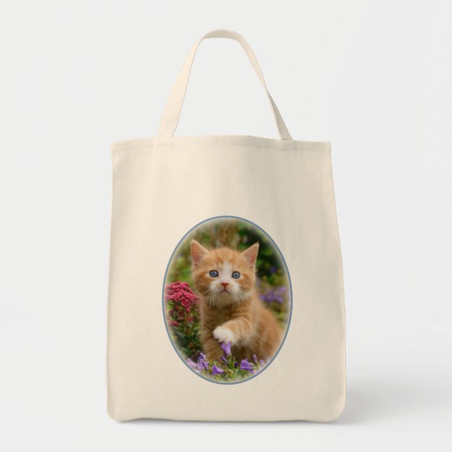 Cute ginger kitten in a garden tote bag (Front)