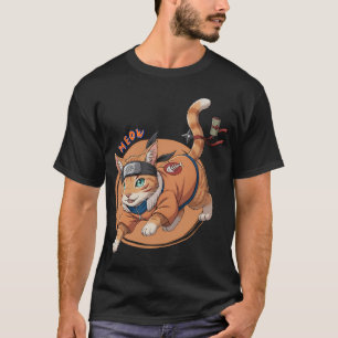 Cute Ginger Ninja Cat Shinobi Warrior T-Shirt