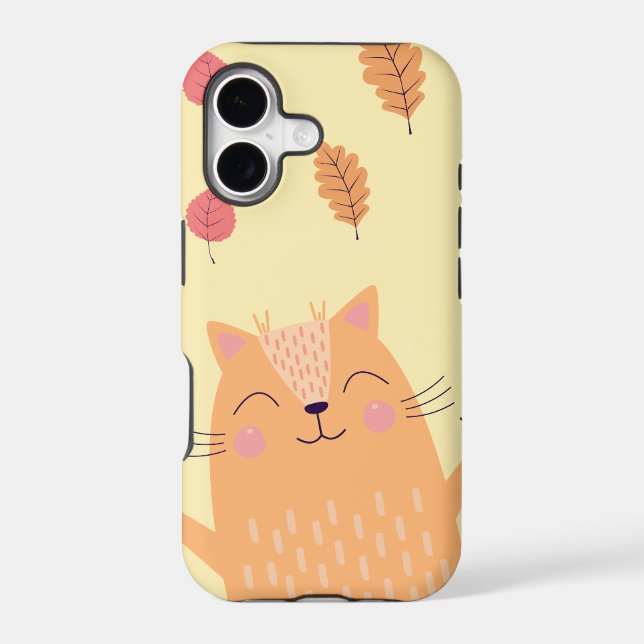 Cute Ginger Orange Cat Playing in Autumn Leaves (Back)