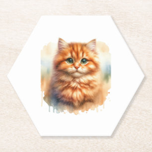Cute Ginger Tabby Cat Classic T-Shirt Paper Coaster